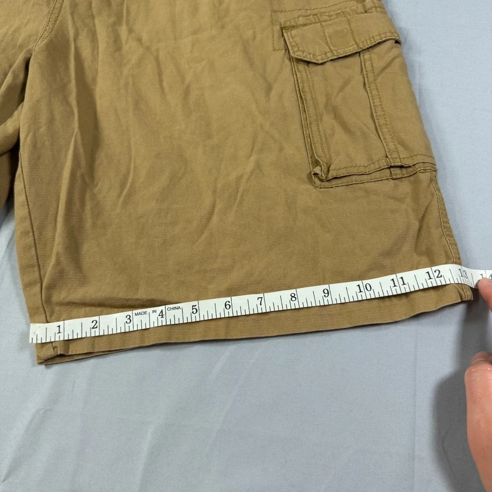 Beverly Hills Polo Club Mens Tan Khaki Cotton Cargo Shorts Size 38 Relaxed Fit